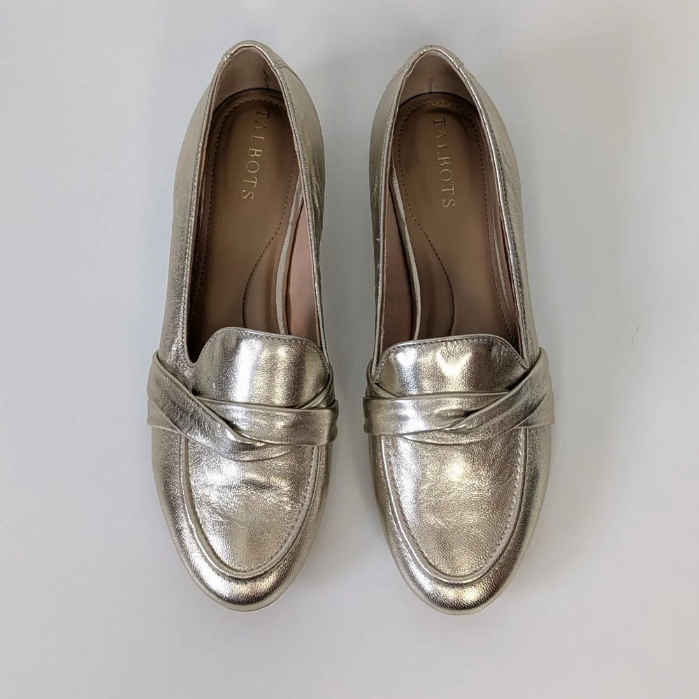 Talbots Gold Leather Loafers Women's 8.5